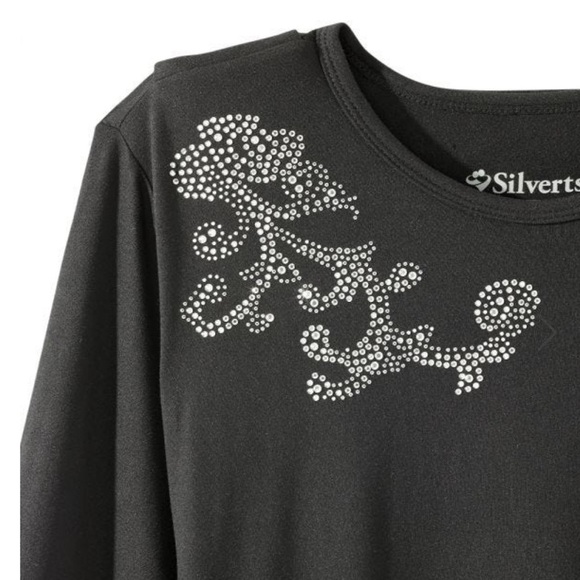 Silverts Black Embellished Long Sleeve Womens Top Assisted Dressing Small NWT - Picture 5 of 16